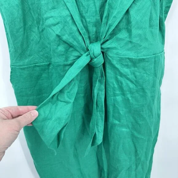 NEW REISS kay linen plunge dress sleeveless midi spaghetti strap party  green 14 - greenwatershopping.com
